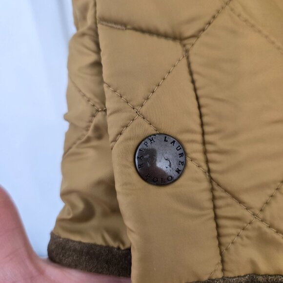 Vintage Polo Ralph Lauren Jacket Mens XL Tan Quilted Insulated Fleece Lined - Picture 13 of 16